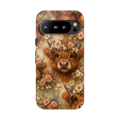 Floral Highland Cow Tough Case