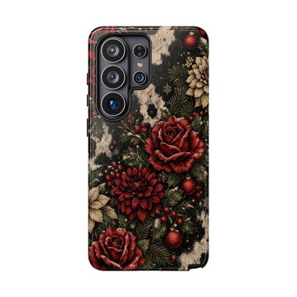 Cowhide Christmas Roses Tough Case