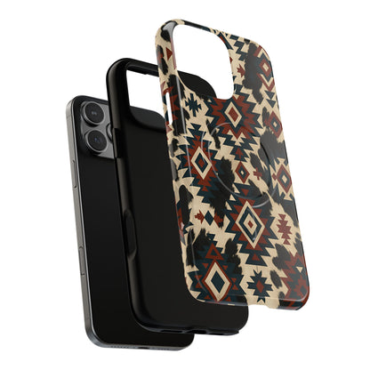 Rust Aztec + Cowhide Magnetic Case