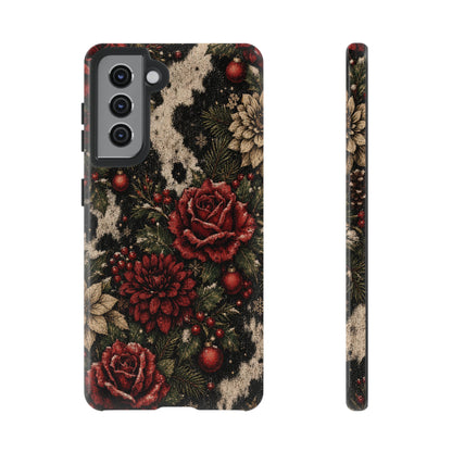 Cowhide Christmas Roses Tough Case