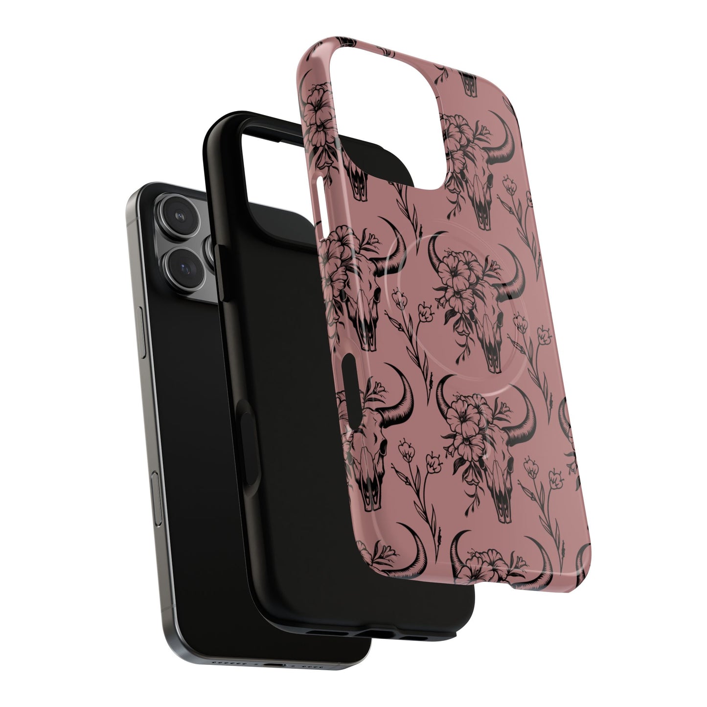Mauve Floral Skull Magnetic Case