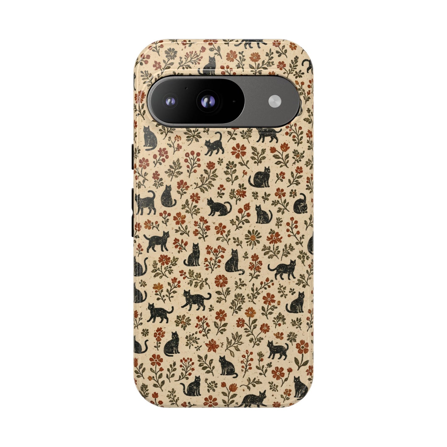 Black Cat Floral Tough Case