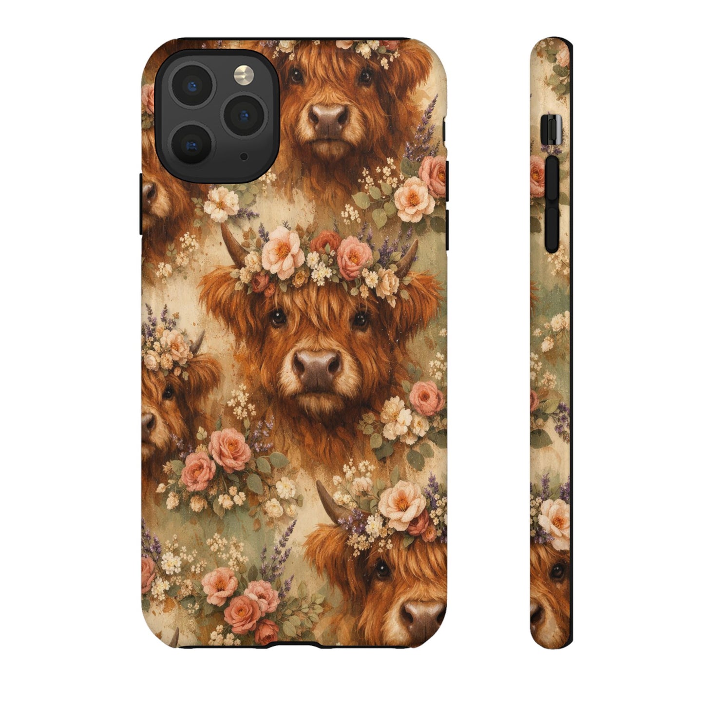 Floral Highland Cow Tough Case