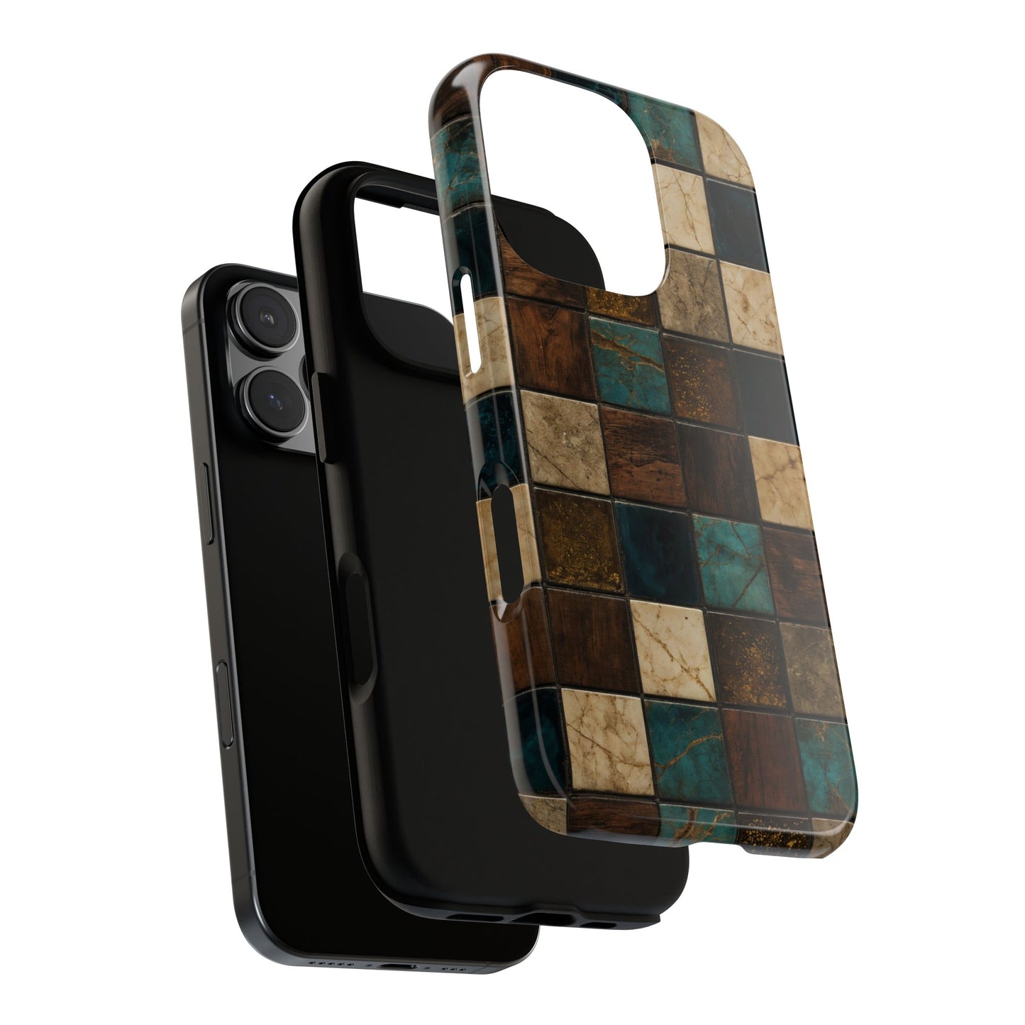 Teal Walnut Tile Tough Case