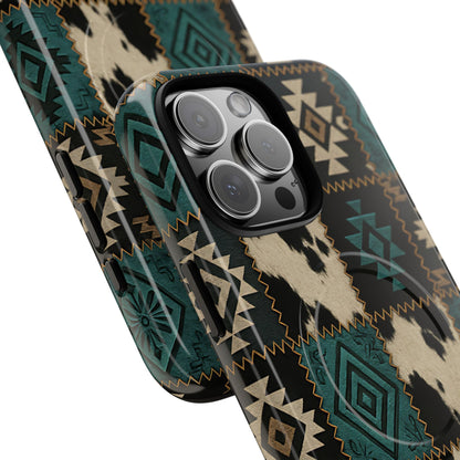 Turquiose Aztec Patchwork Magnetic Case