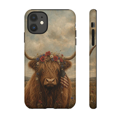 Patriotic Highland Cow Tough Case