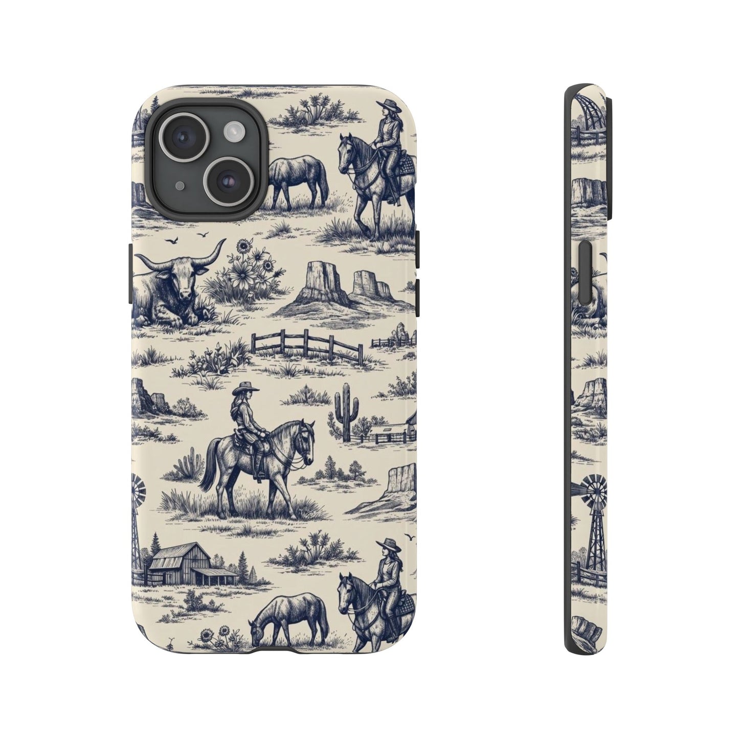 Western Toile Navy Tough Case