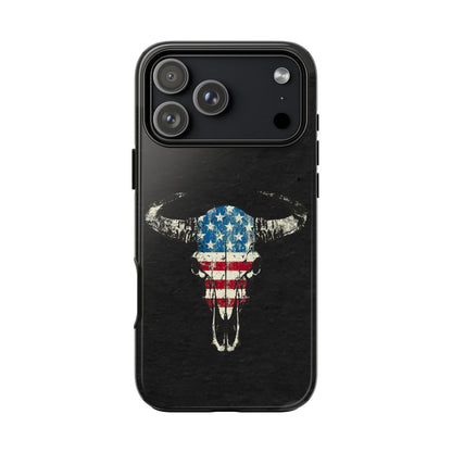 Patriotic Bull Skull Tough Phone Case