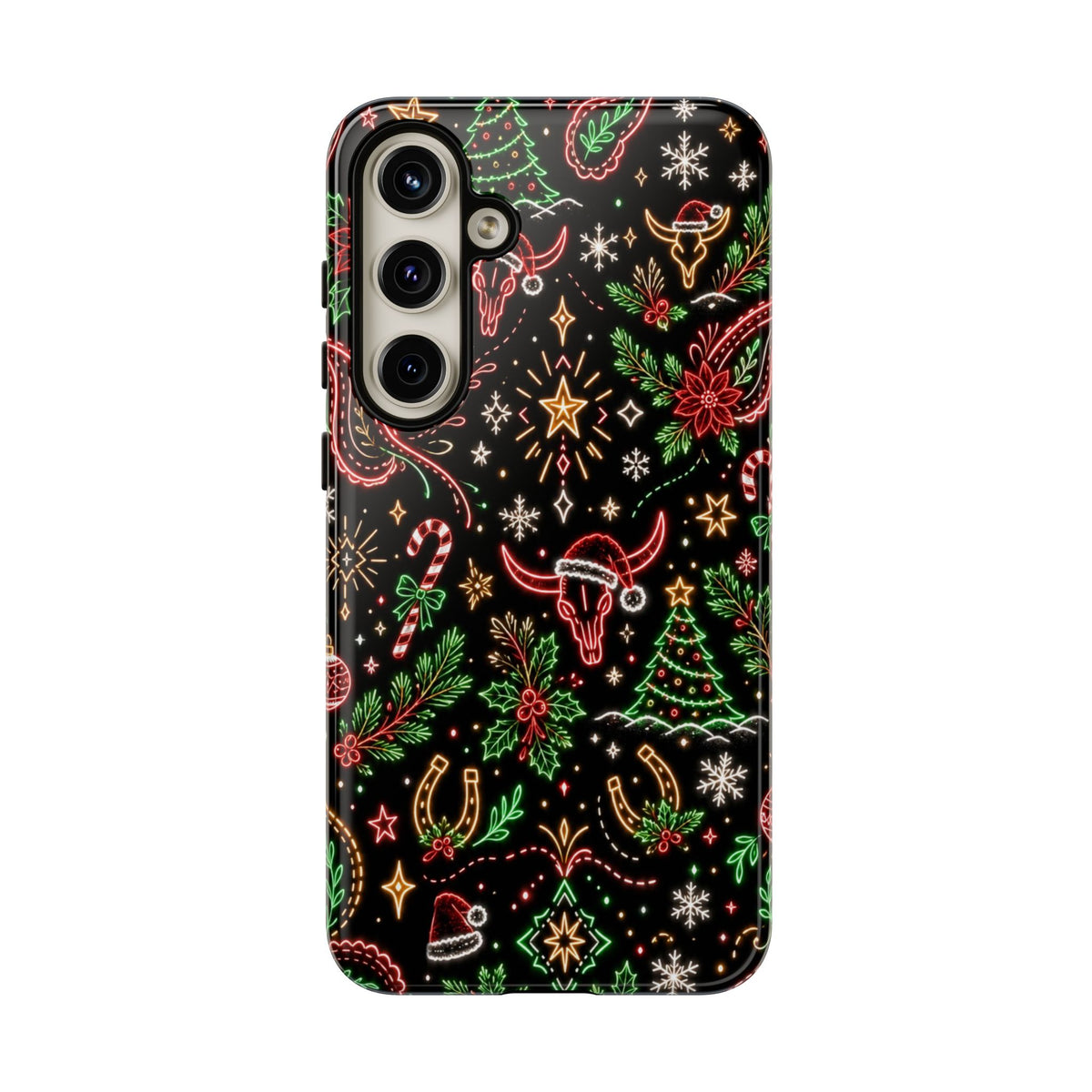 Neon Christmas Skulls Tough Case