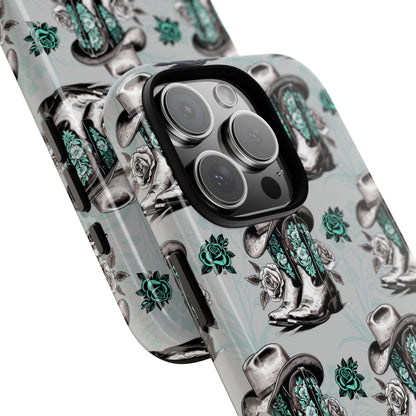 Teal Floral Boots Tough Case