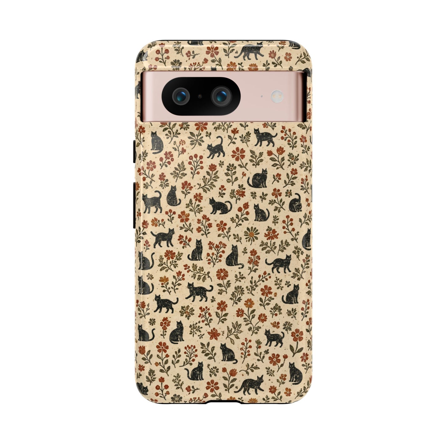 Black Cat Floral Tough Case