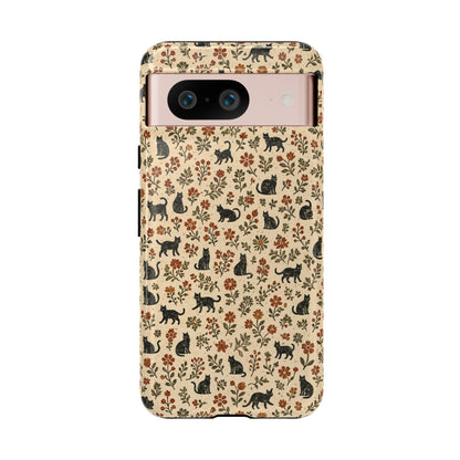Black Cat Floral Tough Case