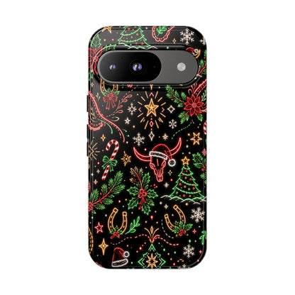 Neon Christmas Skulls Tough Case