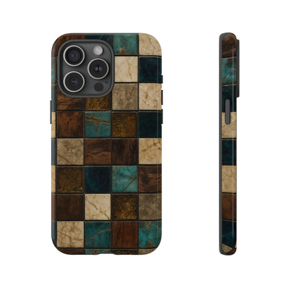 Teal Walnut Tile Tough Case