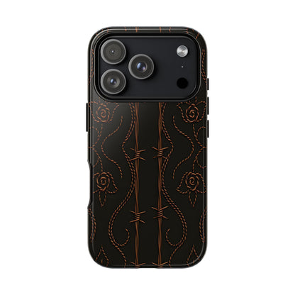 Black Copper Vine Stitch Tough Phone Case