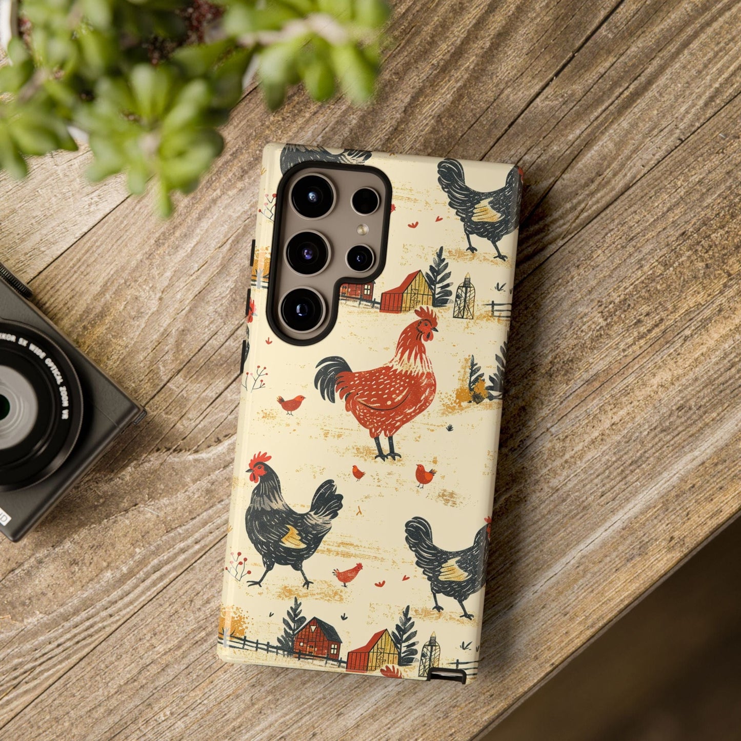 Red Black Chickens Phone Case