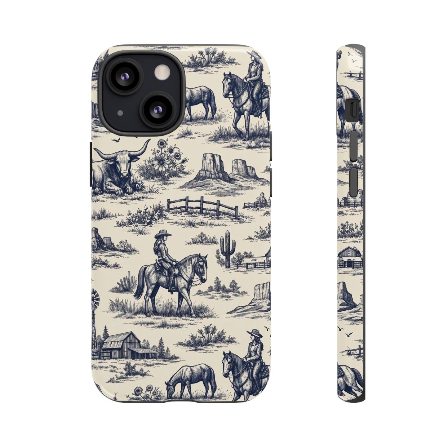 Western Toile Navy Tough Case