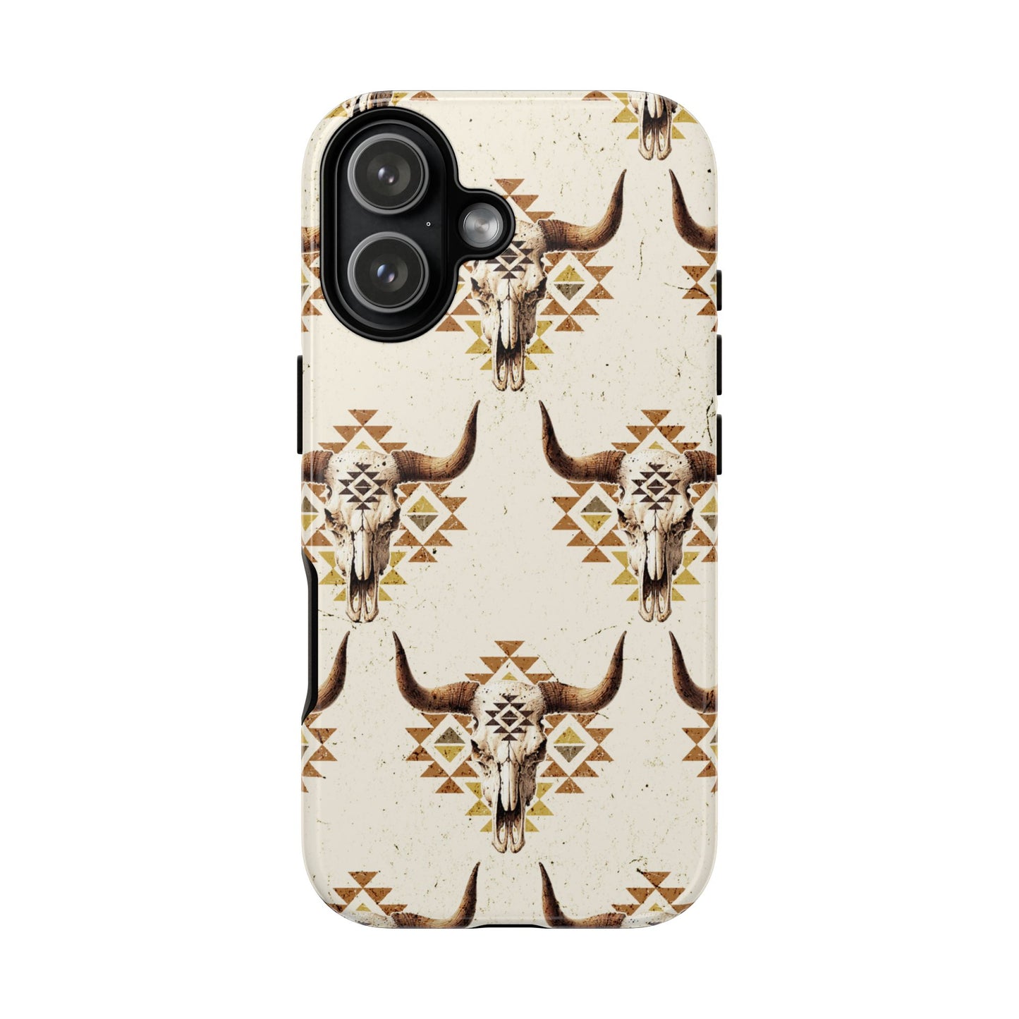 Cream Aztec Skull Tough Phone Case