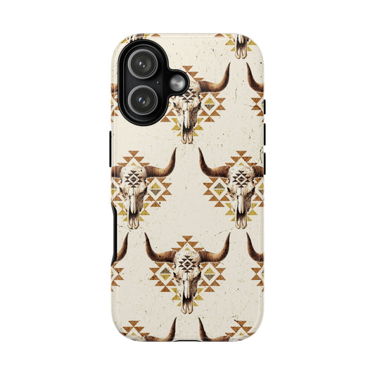 Cream Aztec Skull Tough Phone Case