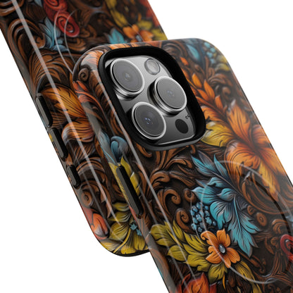 Floral Wood-Print Magnetic Case