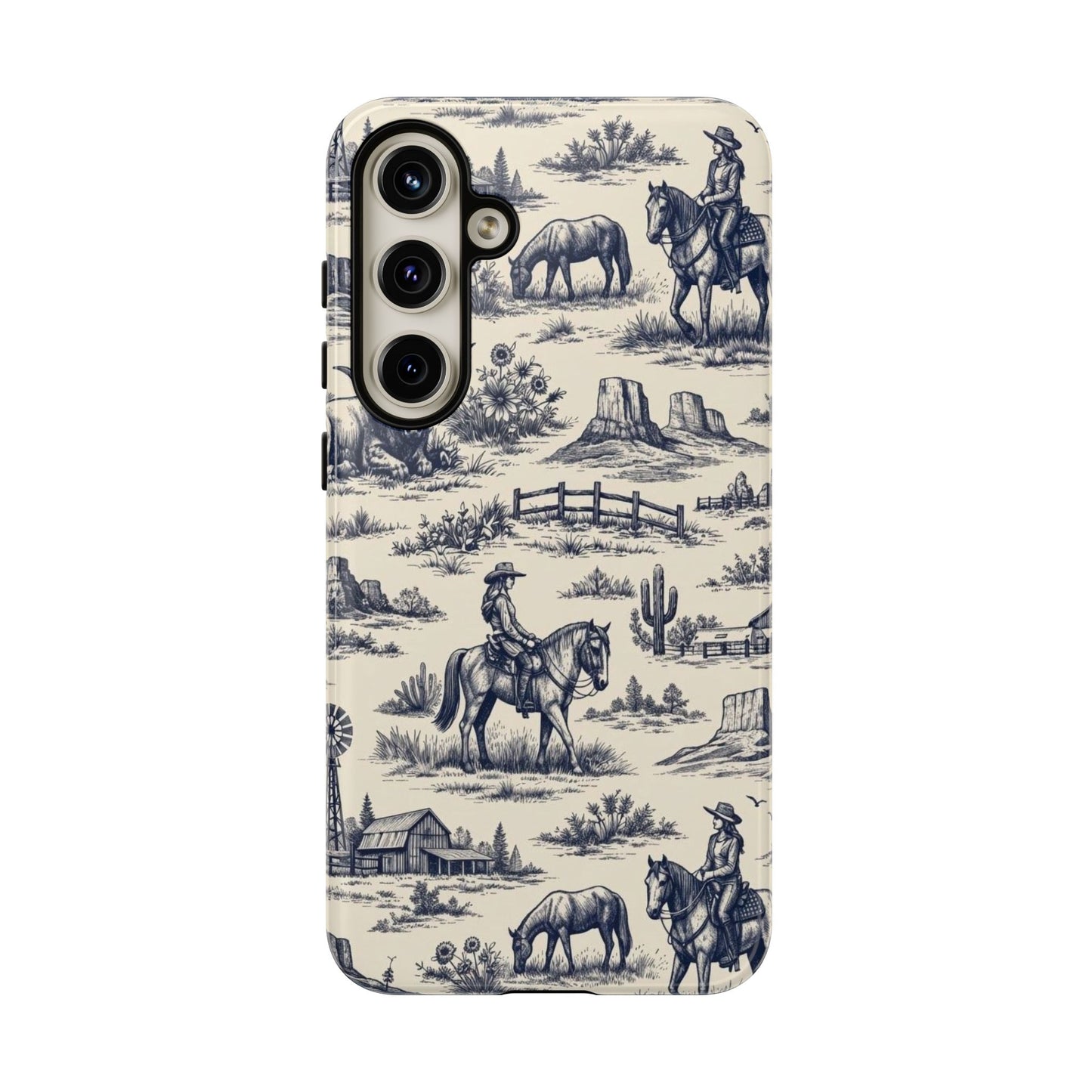 Western Toile Navy Tough Case