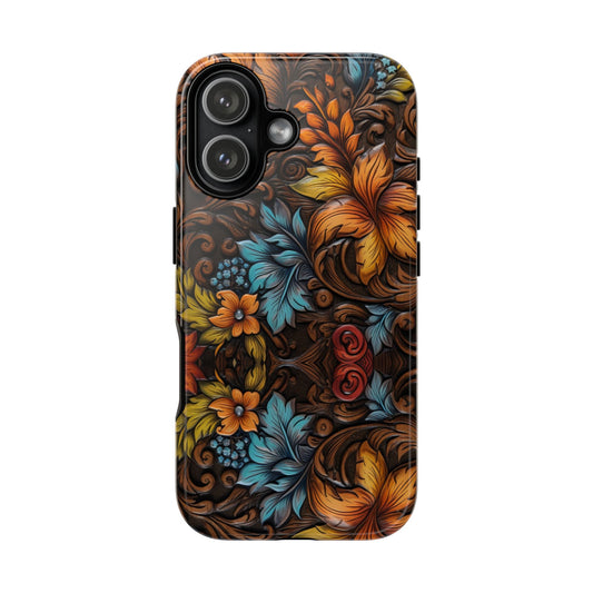 Floral Wood-Print Tough Phone Case