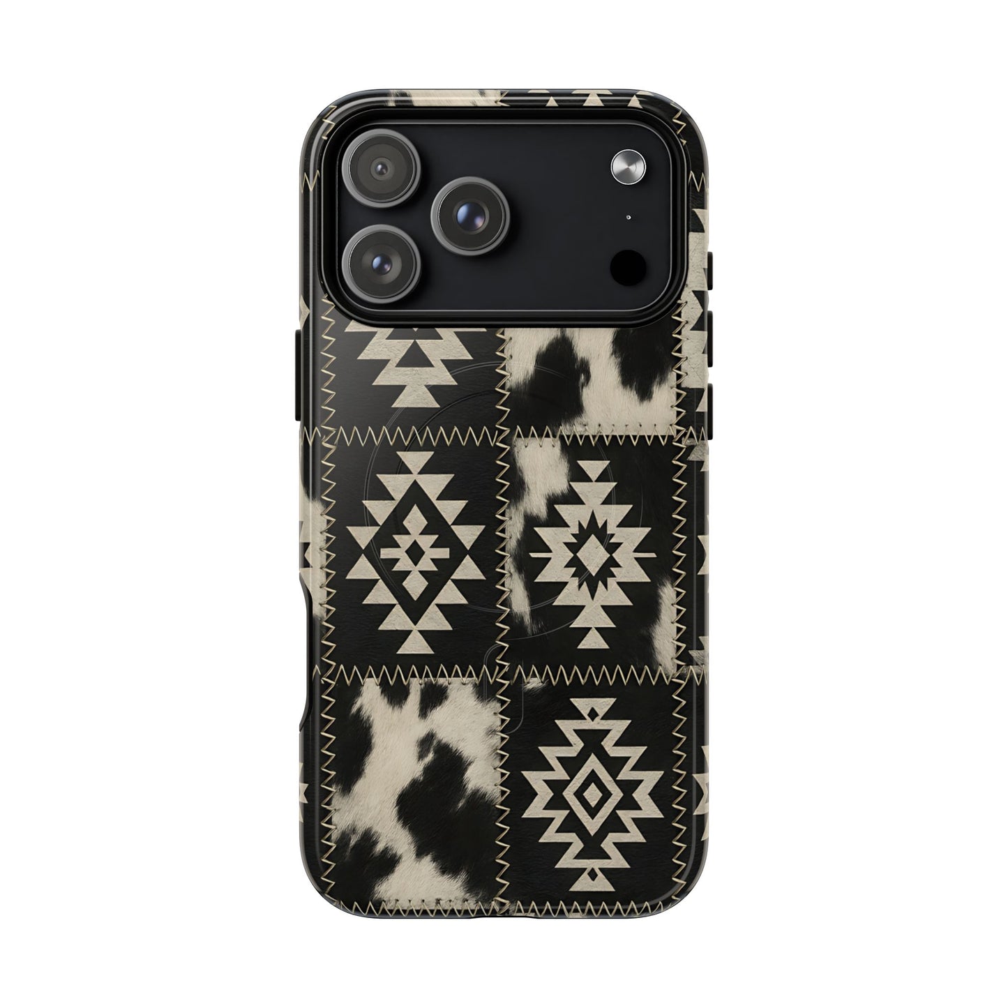 Black Aztec Patchwork Magnetic Case