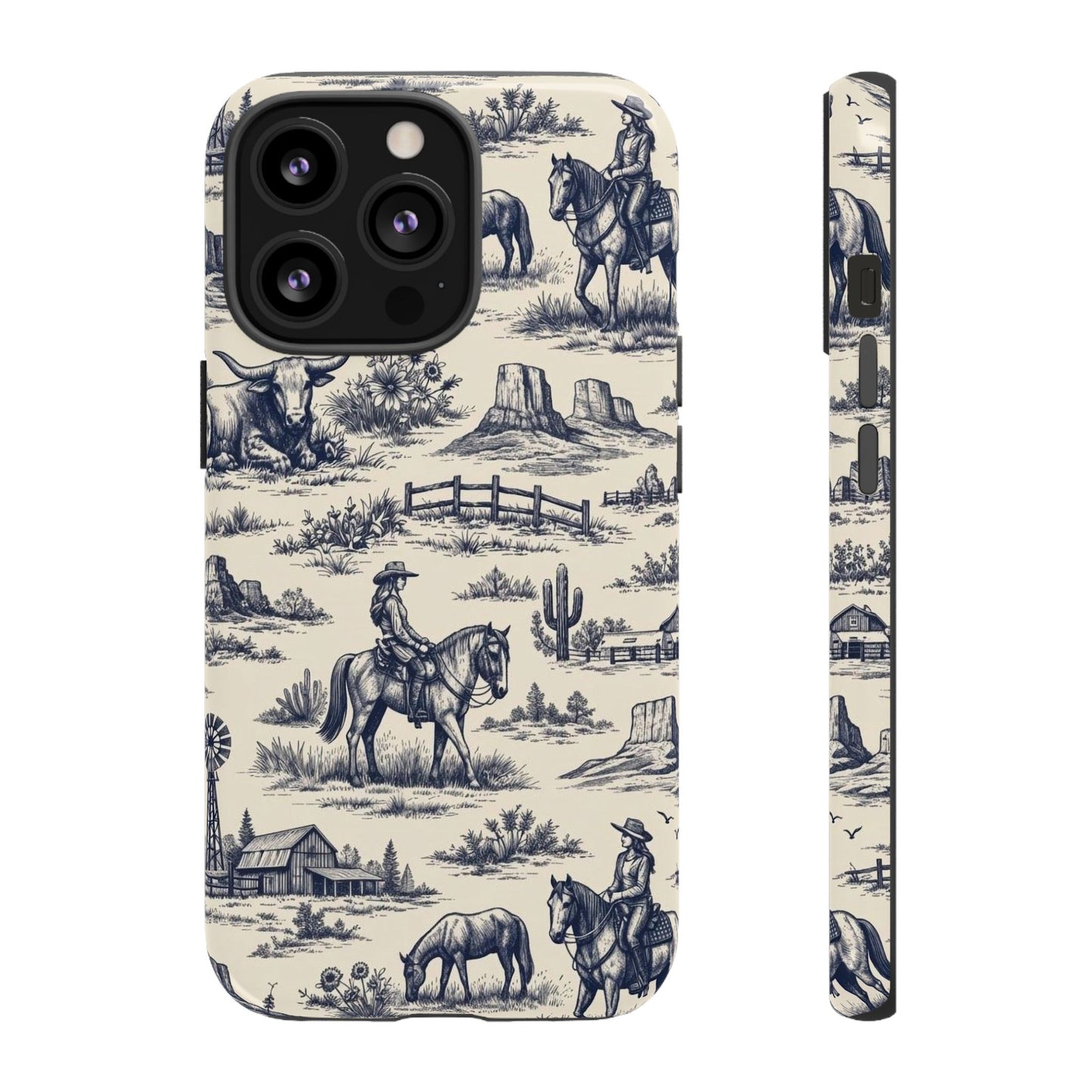 Western Toile Navy Tough Case