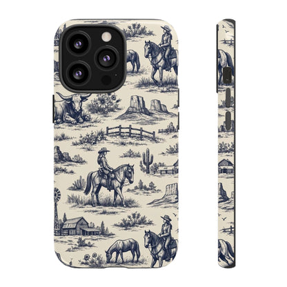 Western Toile Navy Tough Case
