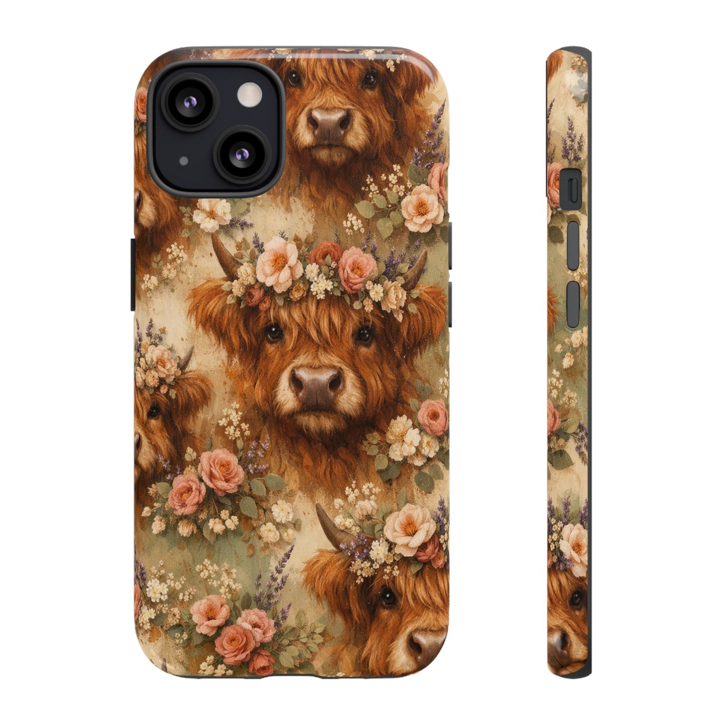 Floral Highland Cow Tough Case