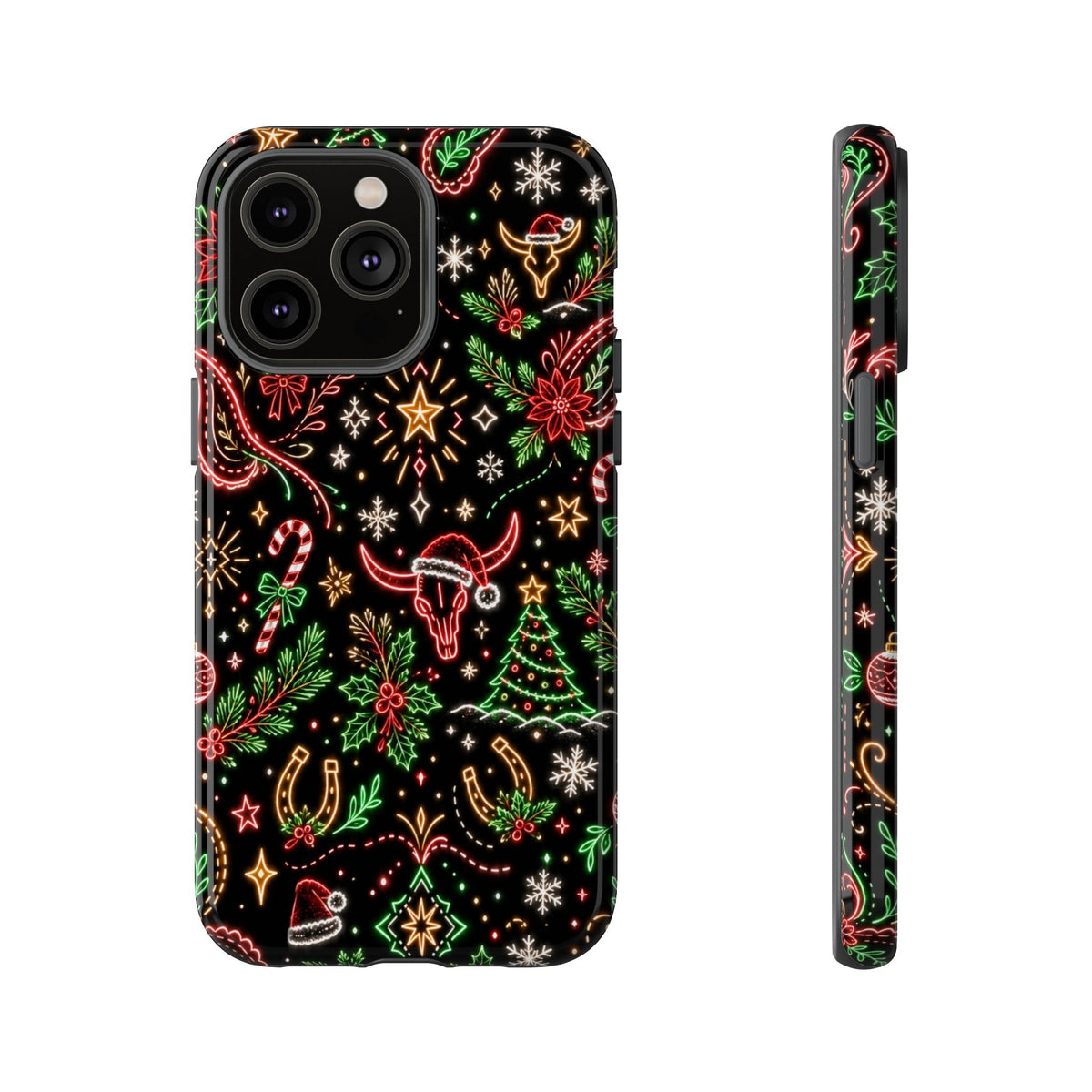 Neon Christmas Skulls Tough Case