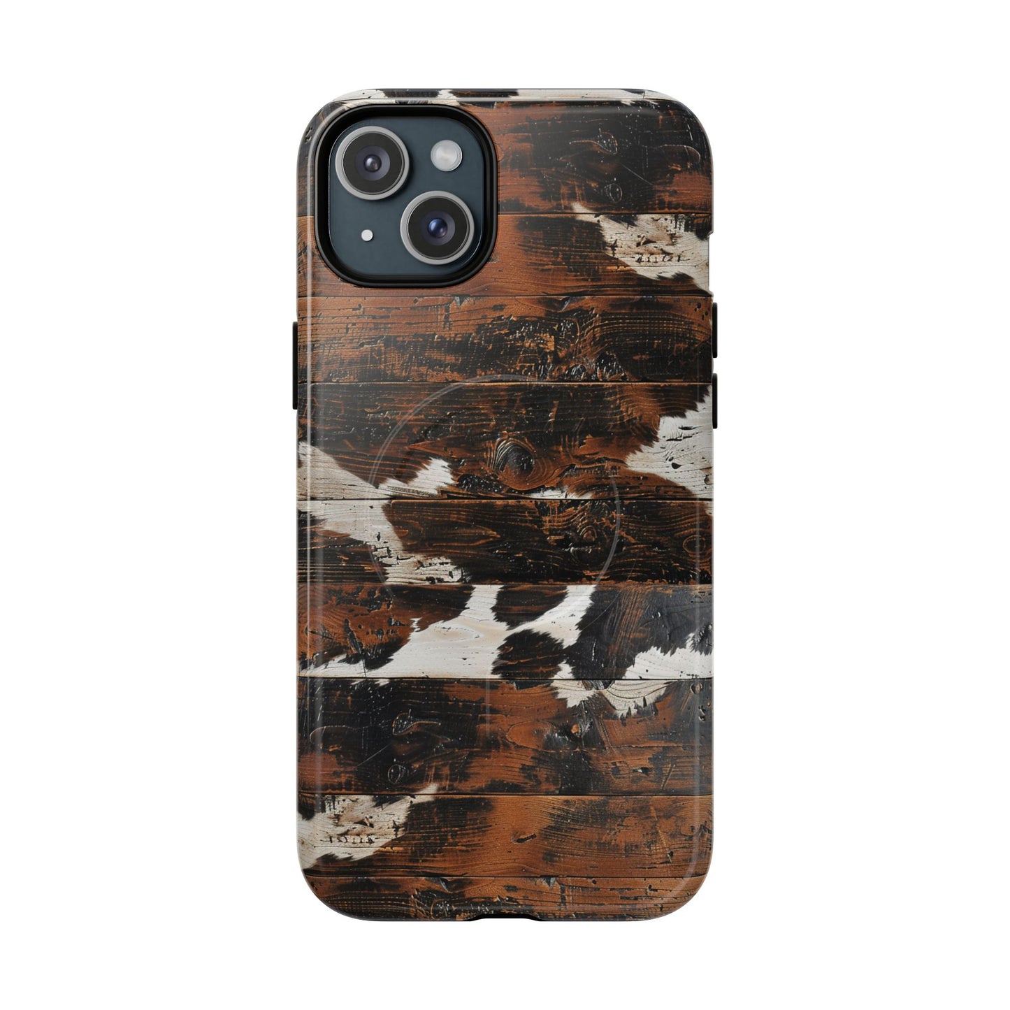 Wooden Cowhide Bull Skull Magnetic Case