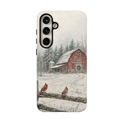 Snowy Red Barn Tough Case
