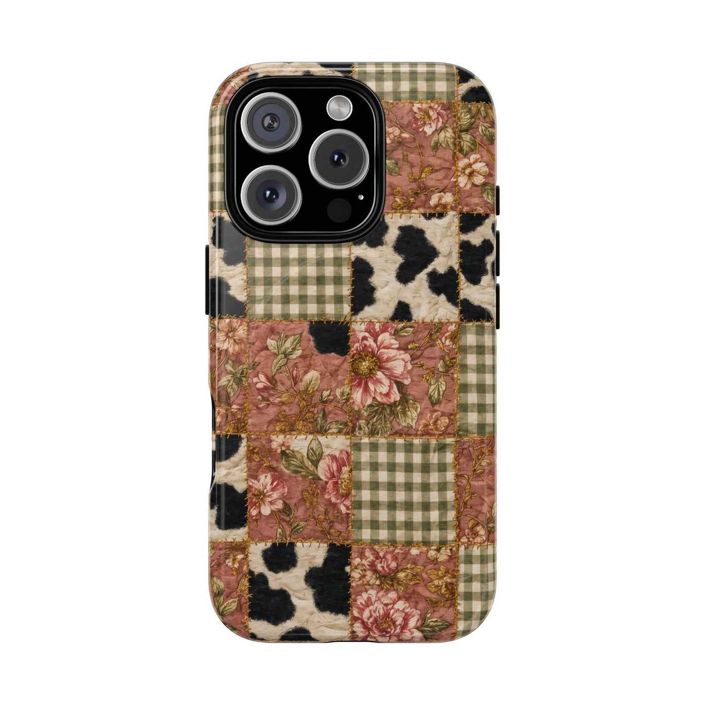 Cowhide Floral Quilt Magnetic Case