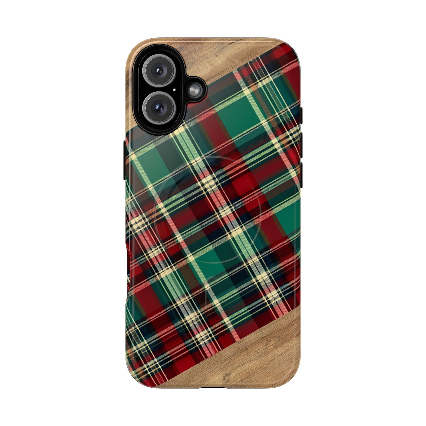 Country Christmas Plaid and Wood Magnetic Case