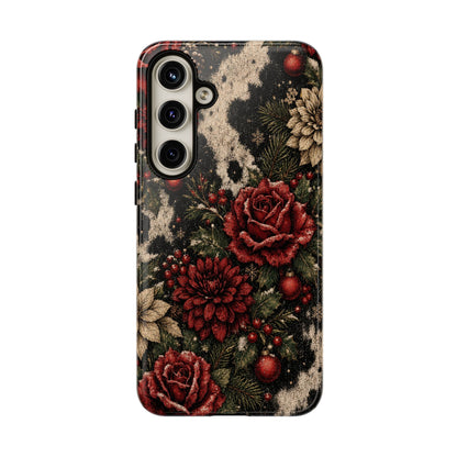 Cowhide Christmas Roses Tough Case