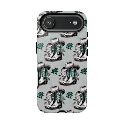 Teal Floral Boots Tough Case