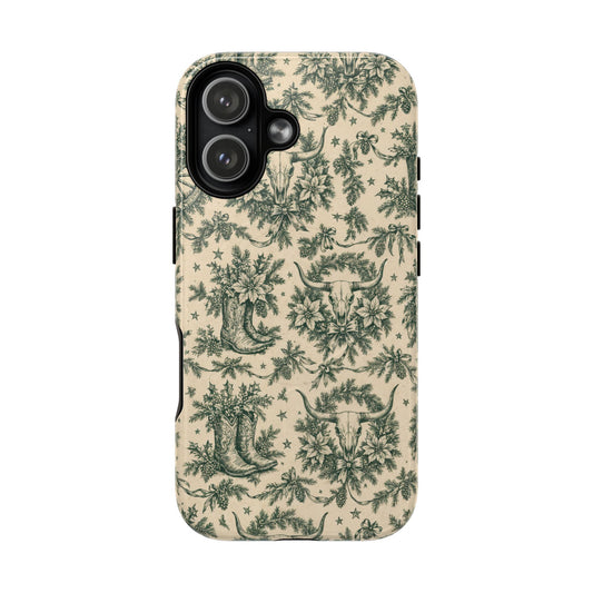 Longhorn Holiday Toile Magnetic Case