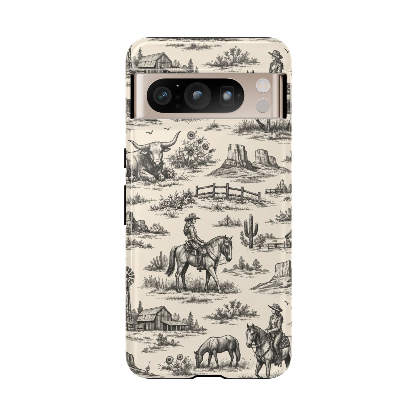 Western Toile Black Tough Case
