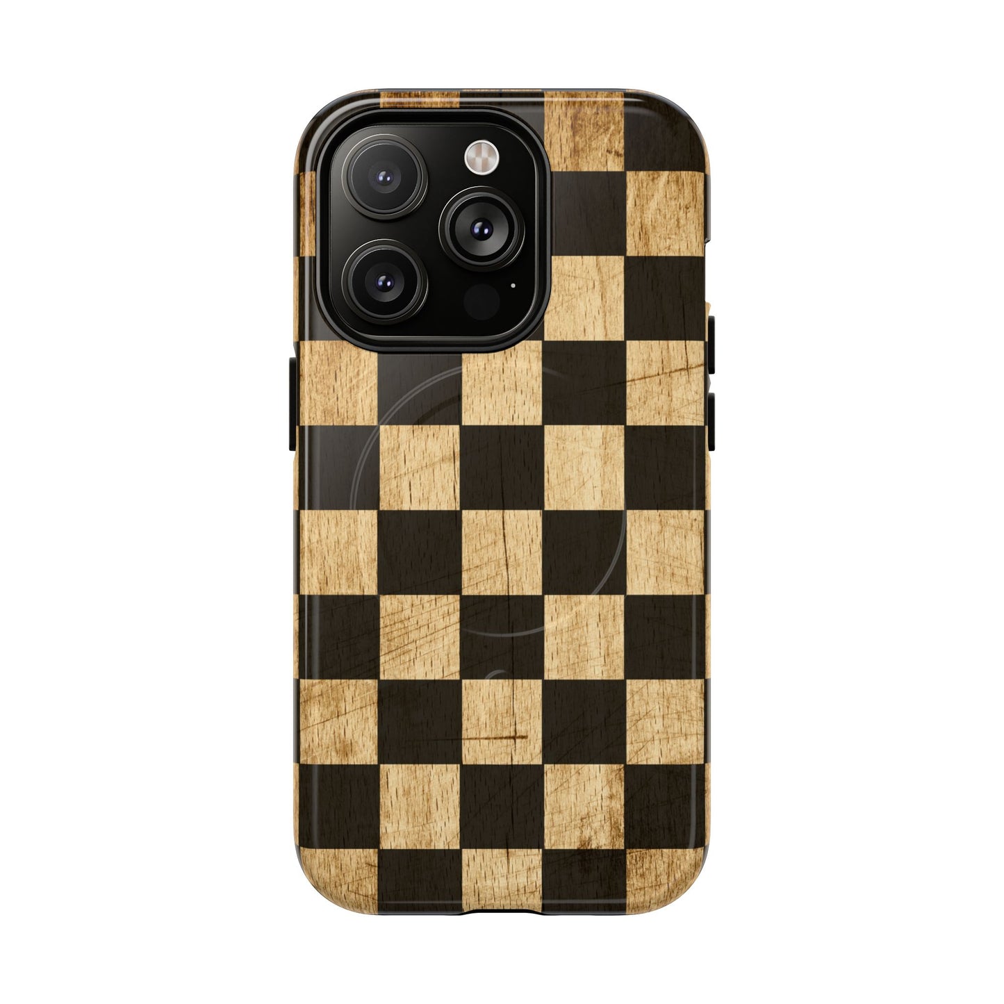 Checkered Rustic Wood Magnetic Case