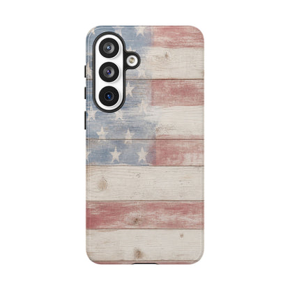 White Wood Flag Tough Case