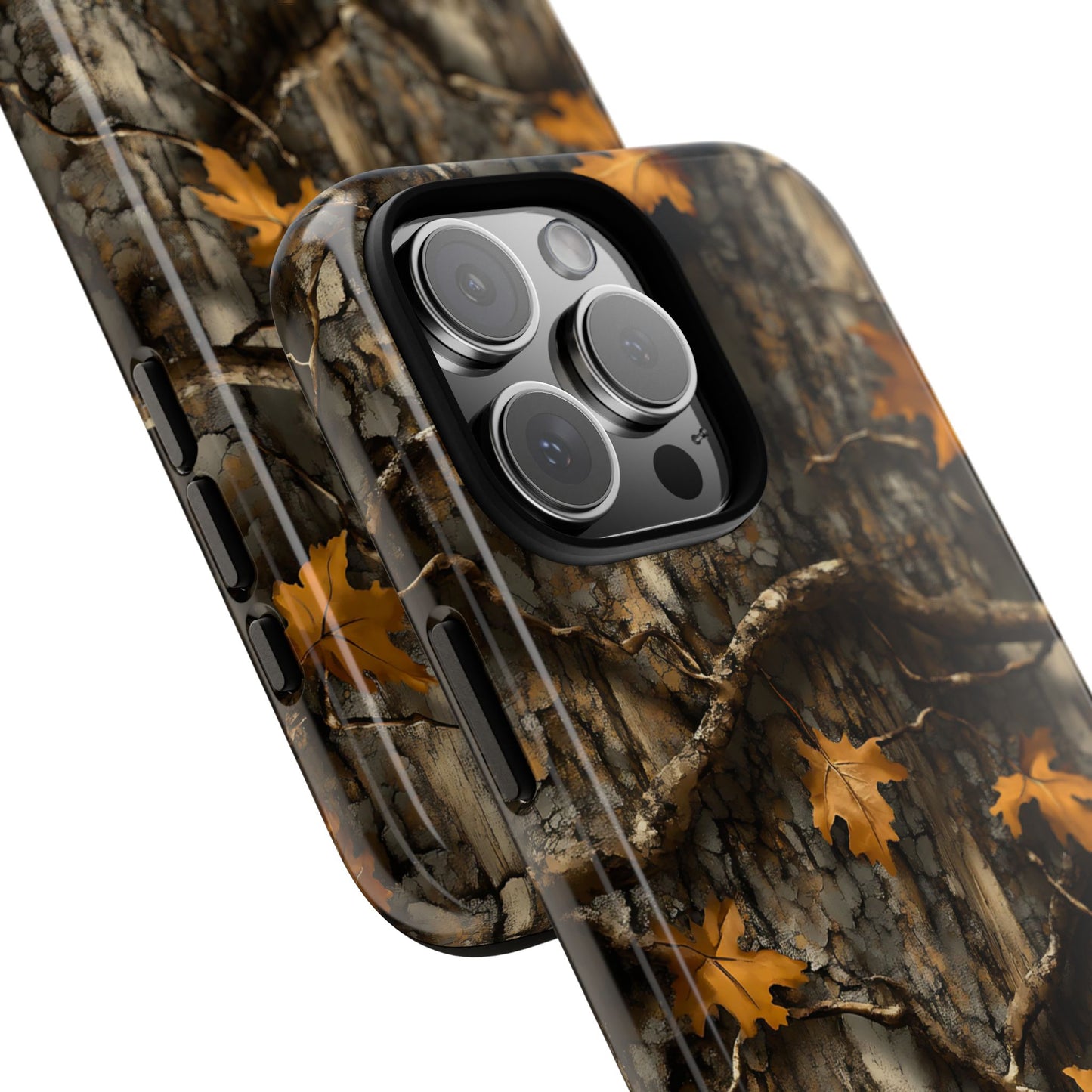 Orange Leaf Tree Camo Tough Phone Case