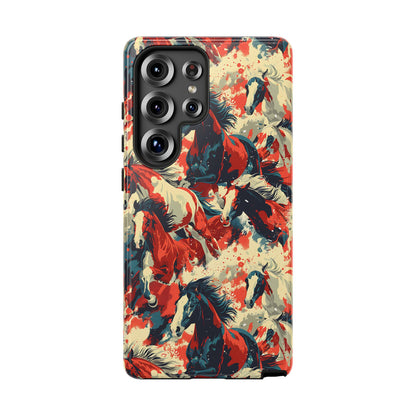 Red White Blue Horses Tough Phone Case