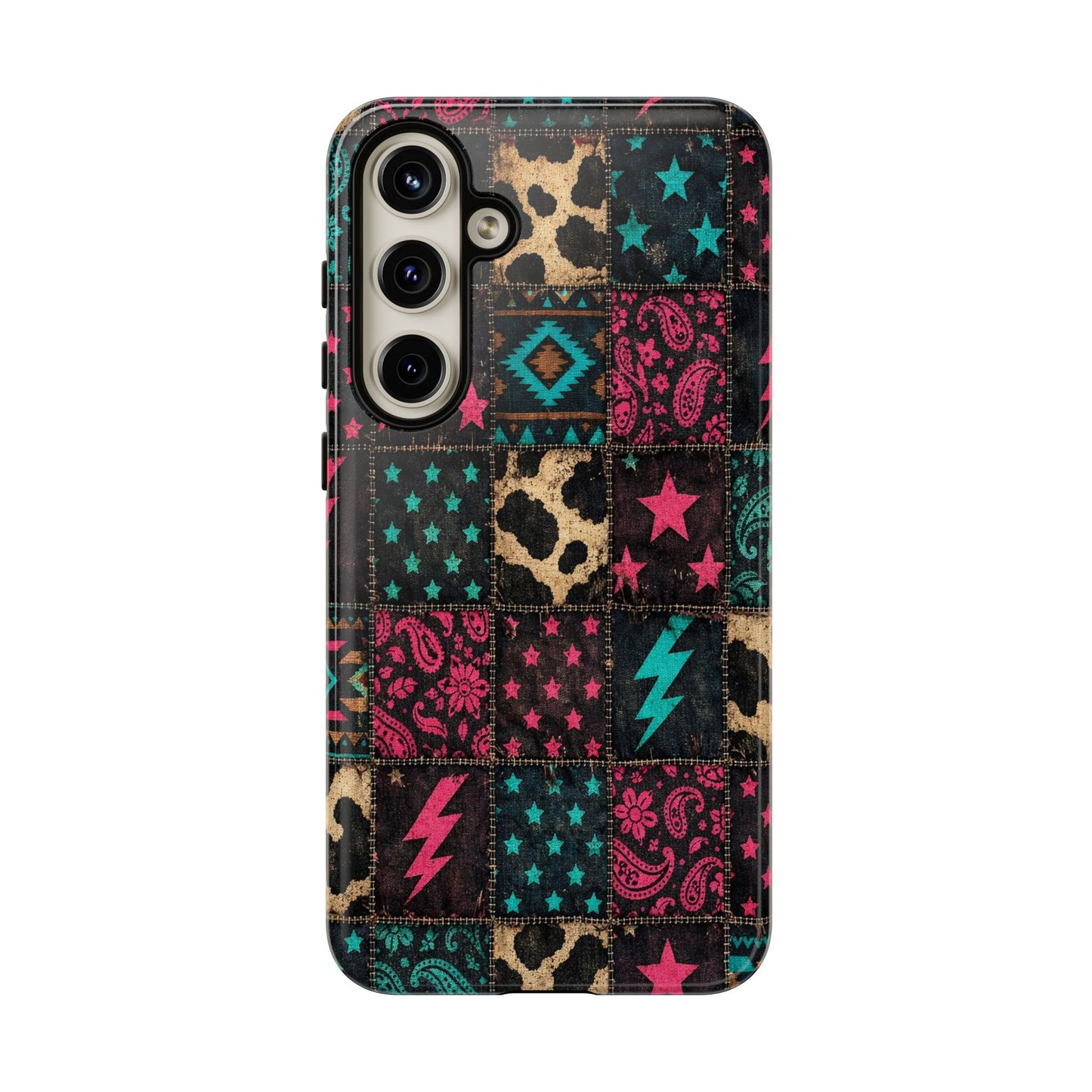 Neon Cowhide Patchwork Tough Case
