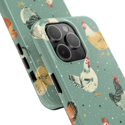 Green Polka Dot Chickens Phone Case