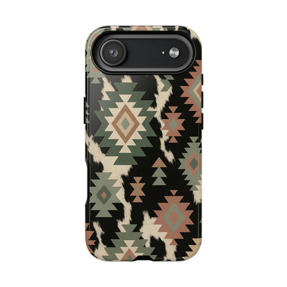 Sage Aztec + Cowhide Tough Phone Case