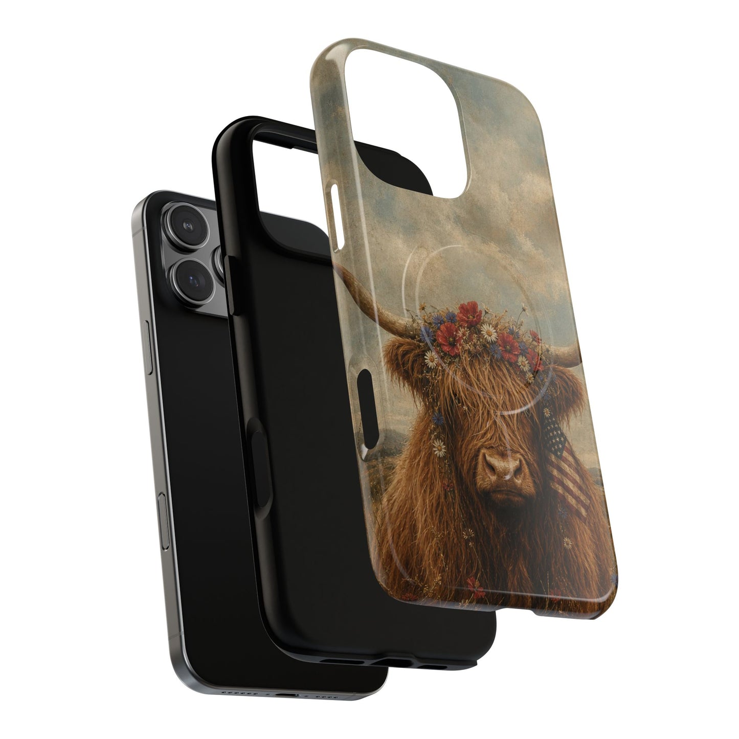 Patriotic Highland Cow Magnetic Case