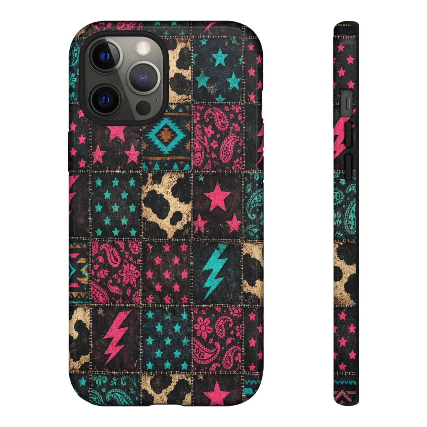 Neon Cowhide Patchwork Tough Case
