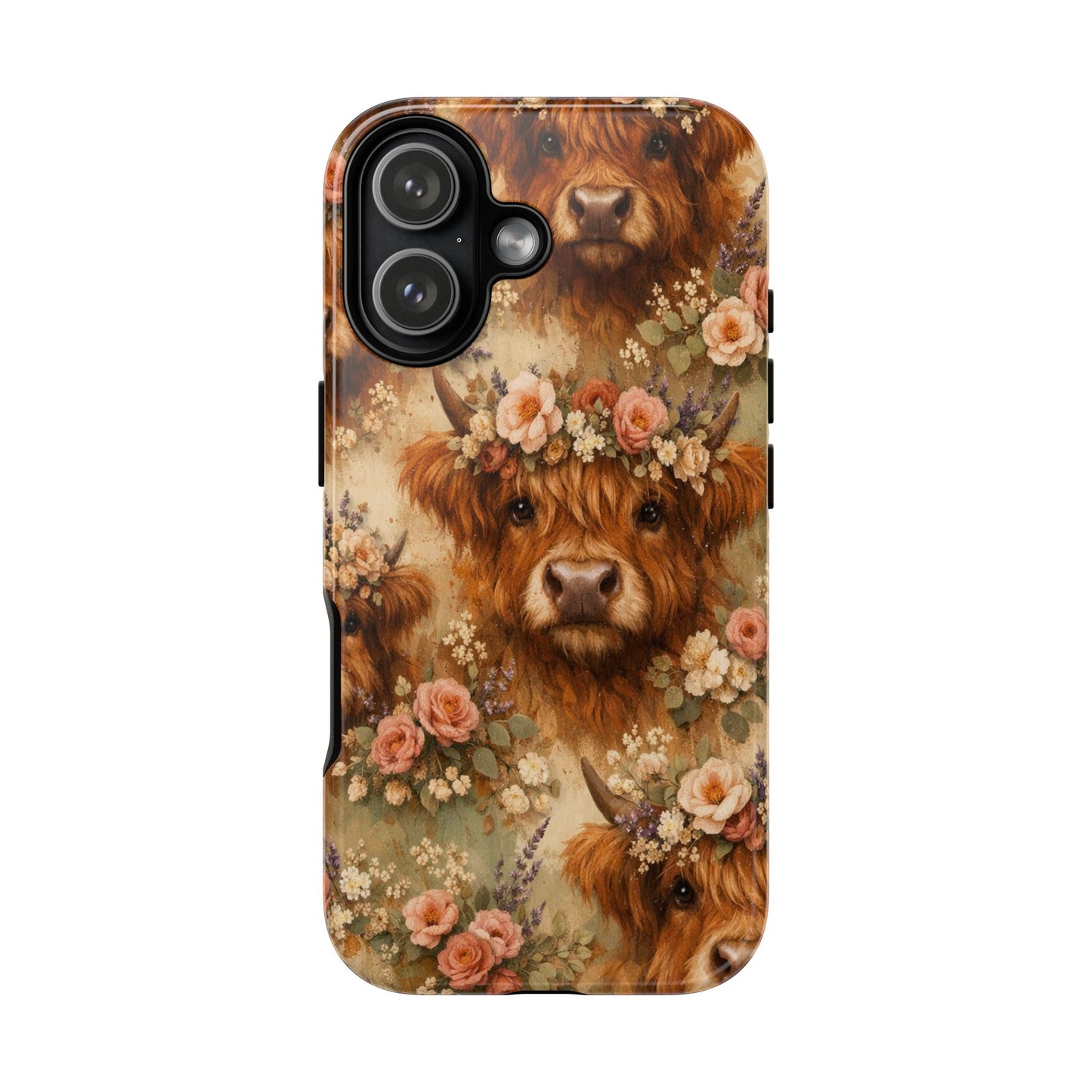 Floral Highland Cow Tough Case