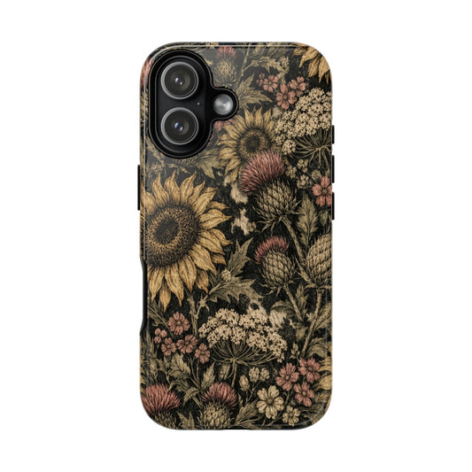 Cowhide Sunflower Thistles Tough Case